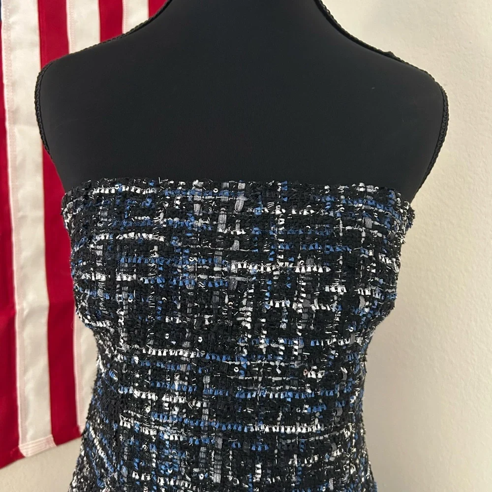 Black and Blue Tweed Strapless Dress (nanea strapless dress) - Picture 2 of 4